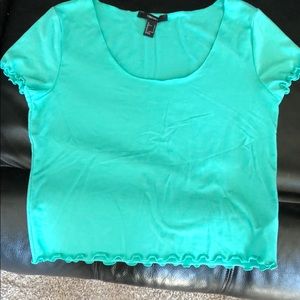 Teal crop top (fits as a regular top as well)